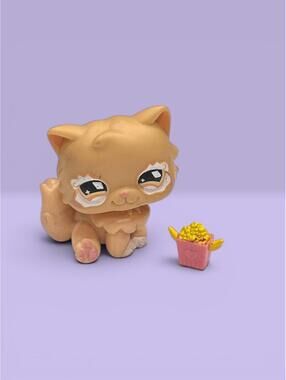 Littlest Pet Shop LPS Persian Cat #40 with food accessory